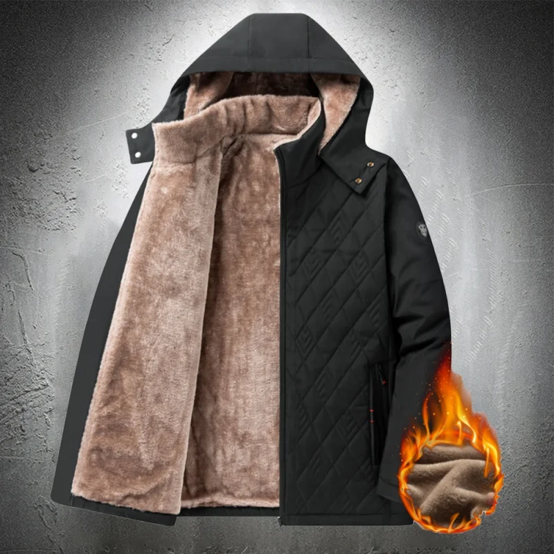 ParkasJacketMenHoodedFleeceLinedOutdoorJacketsKeepWarmWindbreakerThickenWinter