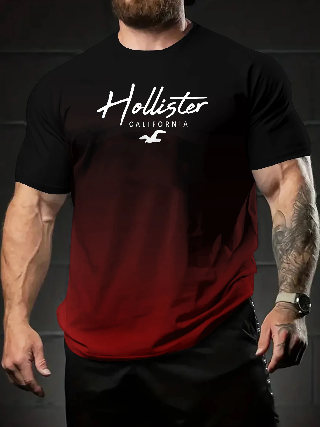 Mens Cotton T Shirt Minimalist Print Summer