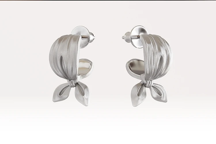 Silver 3D Bow Stud Earring