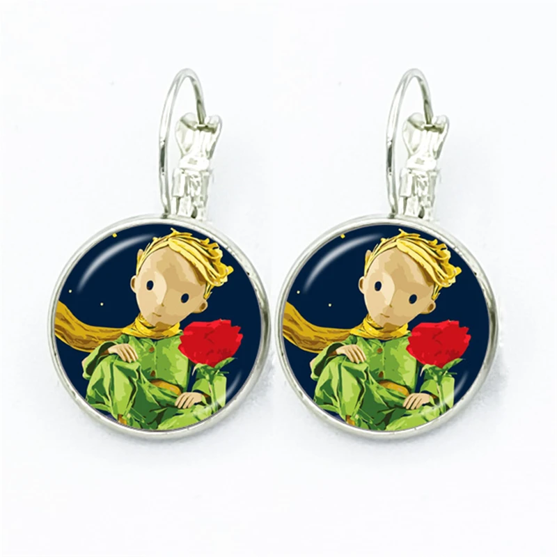 New Arrival Le Petit Prince Round Stud Earring The Little Prince Jewelry Fairy Tale Glass Cabochon Womens Earrings Gift 6