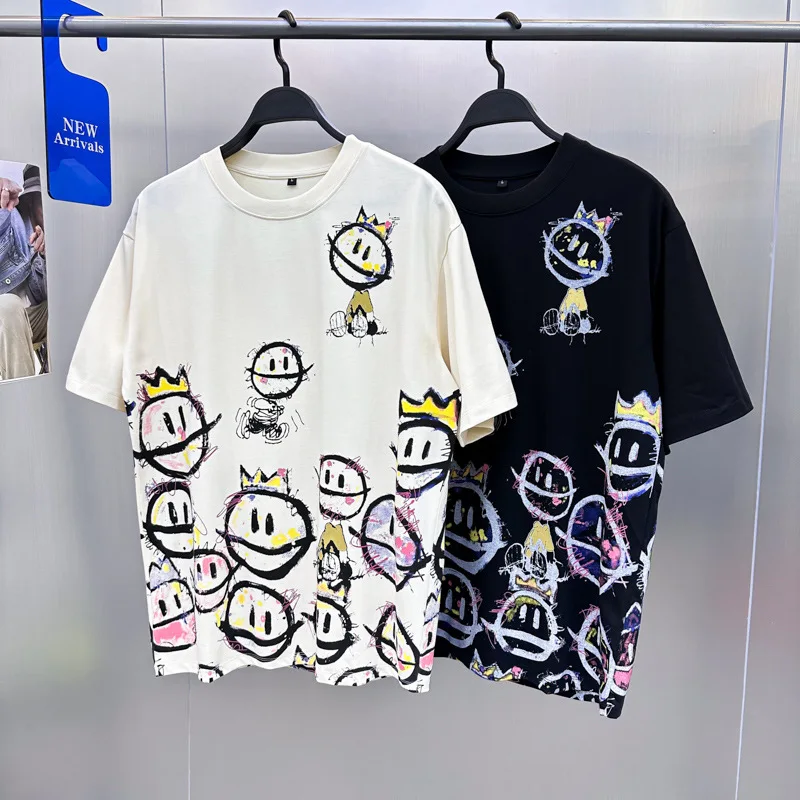 

Fashion Men's and Women's J Street Summer Graffiti Short Sleeve T-shirt Loose Design Men's Shoes