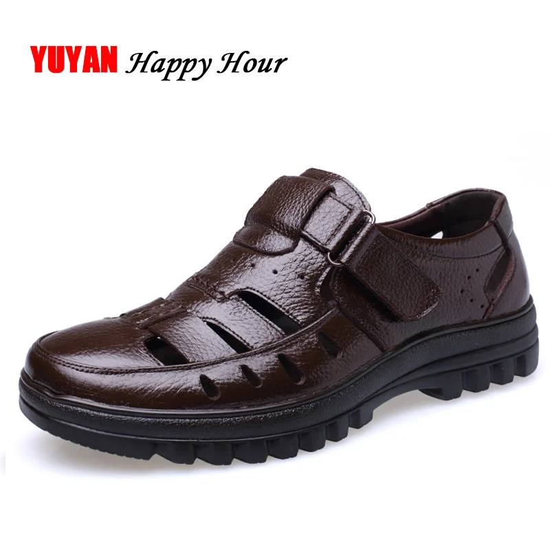 Genuine Leather Sandals Men Summer Shoes Non-slip Men's Sandals Soft Casual Brand Footwear ZHK289