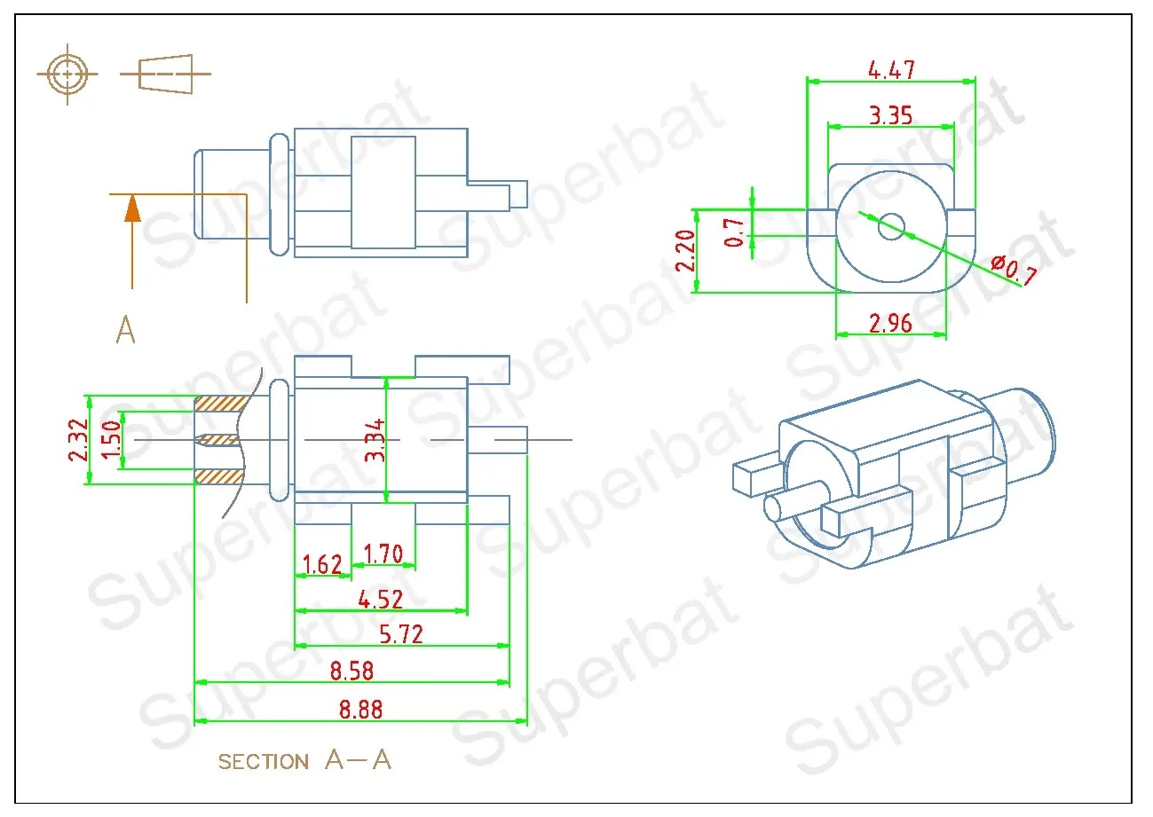 Gold Plated MMCX Edge PCB Mount RF Coaxial Connector