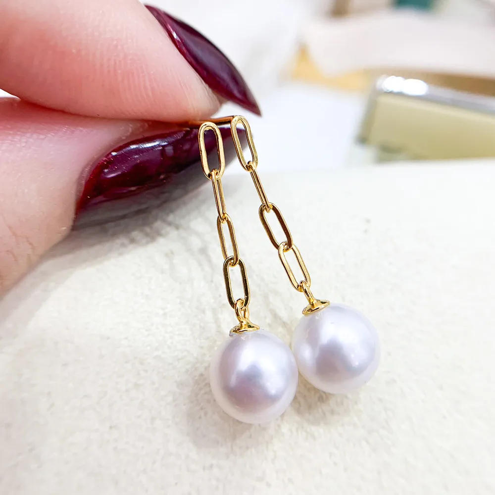 

DIY Pearl Ear Stud Accessories S925 Sterling Silver Jewelry Gold Ear Stud Female Empty Fit 8-12mm Beads