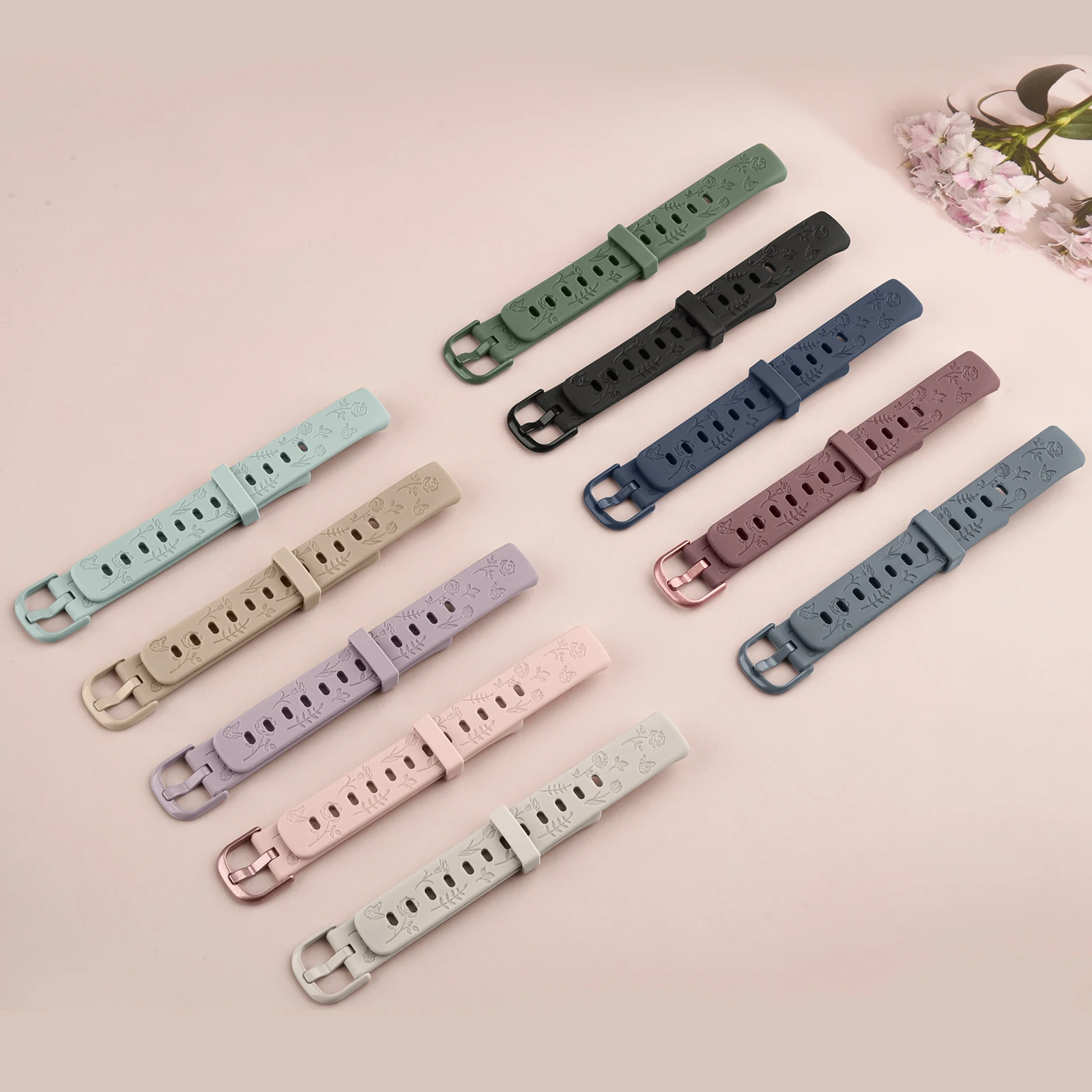 ل Fitbit Luxe حزام زهرة محفورة لينة TPU حزام الساع...