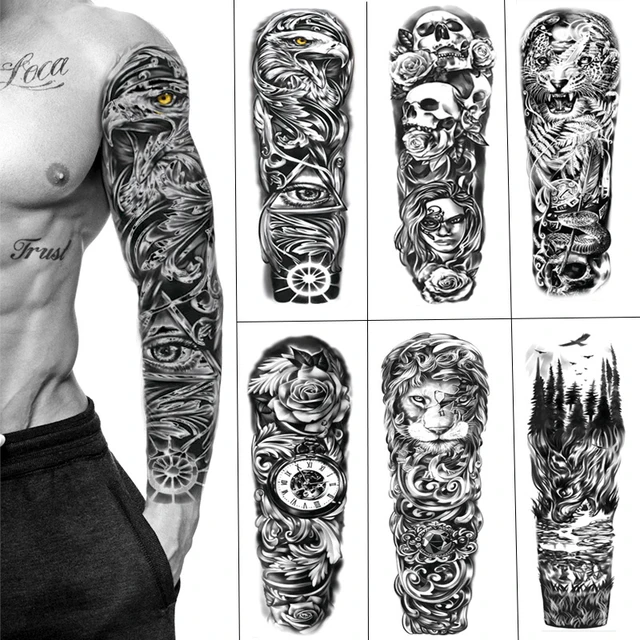 Large Arm Sleeve Waterproof Temporary Tattoo Sticker(TQB-076)