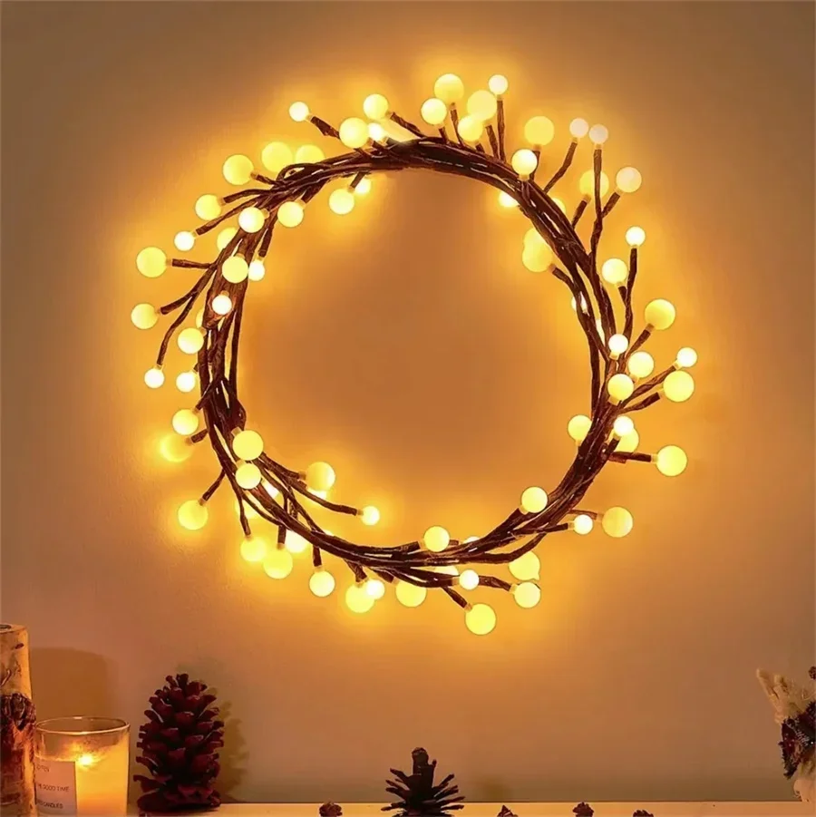 

Outdoor LED Willow Vine Light Christmas Starry Ball String Light Bendable Branch Tree Fairy Light for Wall Fireplace Window