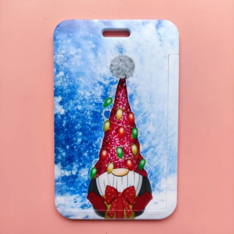 Merry Christmas Cartoon Gnomes Lanyard ID Card Holder Chrimbo Badge Holder Xmas Credit Card Case Yule Keychain Noel Gift