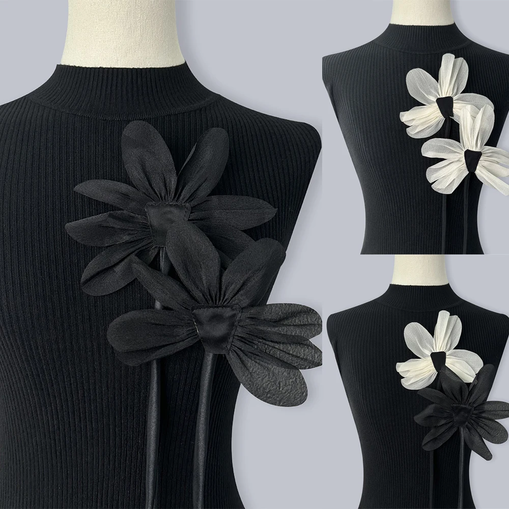 DIY 3D Magnolia Flor Decoração Applique, Organza Collar, Vestido de camisola, Vestuário Patch, Jóias Acessórios