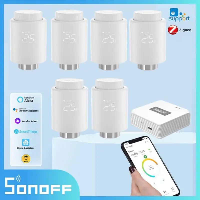 Sonoff-trv Zigbee Válvula Termostática do Radiador Trvzb Controle de Temperatura Inteligente Trvs Trabalhar com Alexa Google Smartthings Zha Mqtt