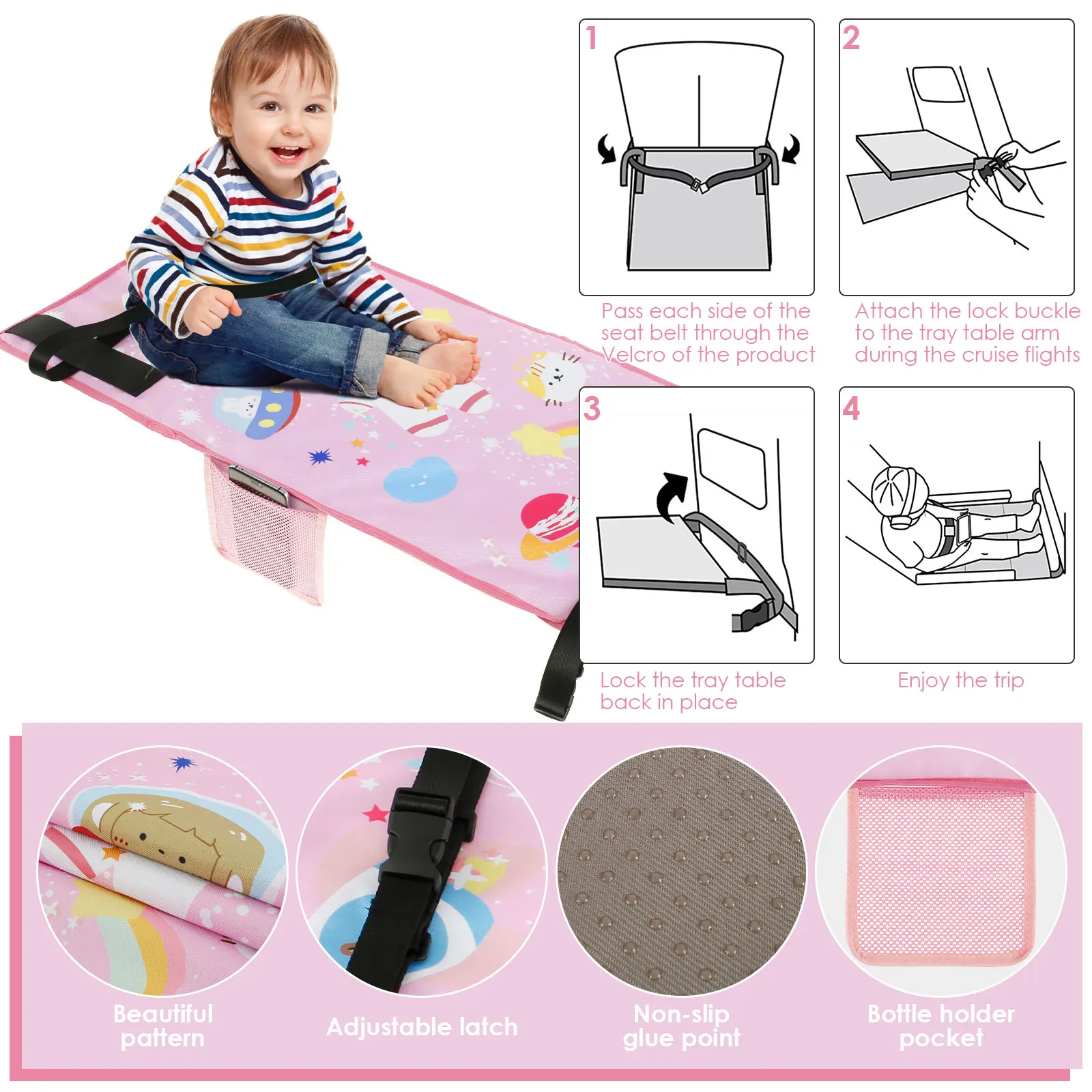 Airplane Seat Extender Cartoon Kids Travel Portable Baby Airplane Bed With Storage Bag Cars Extender Leg Rest for Children