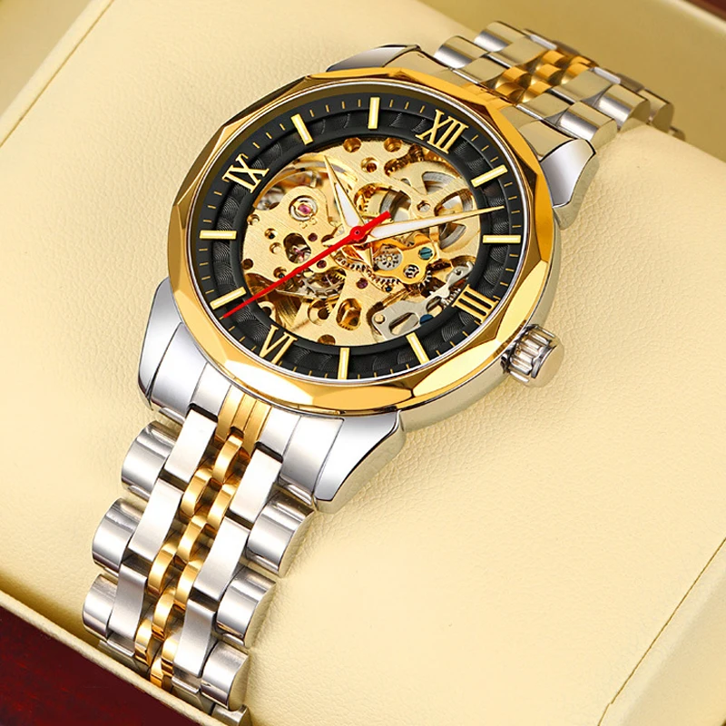 

Original Design Luxury Luminous Automatic Mechanical Wrist Watch For Men Stainless Steel Skeleton Watches Mens Reloj Hombre