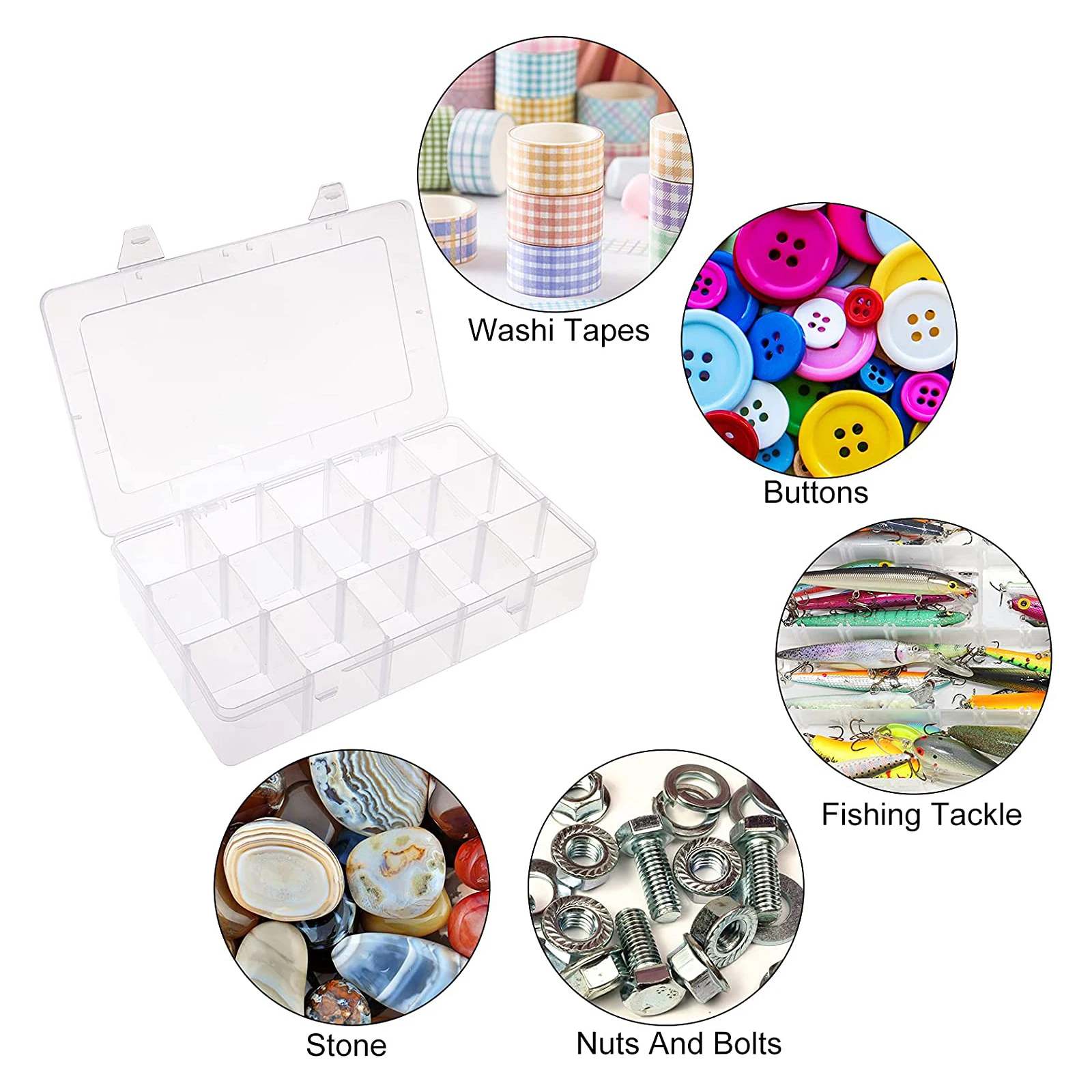 1pc 15 Girds Clear Large Plastic Organizer Box with Dividers Bead for Jewelry Box Craft Storage stationery organizer stationery storage box