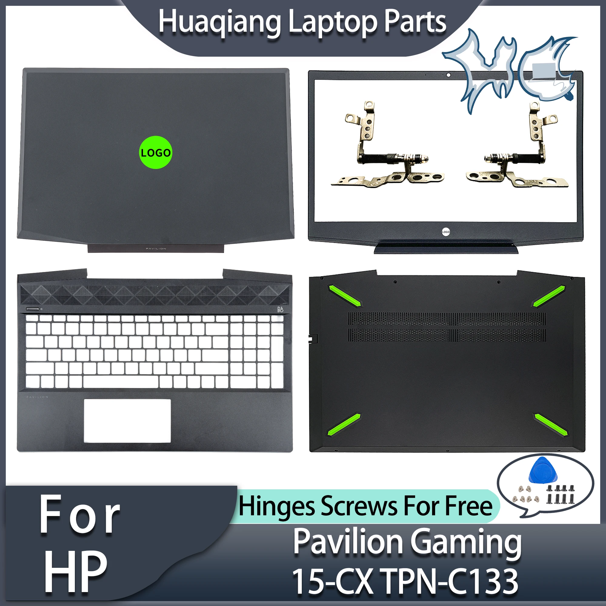 New Laptop Part For HP Pavilion 15-CX Green TPN-C133 Palmrest Hinges LCD Back Cover Front Bezel Bottom Case Repair Replace