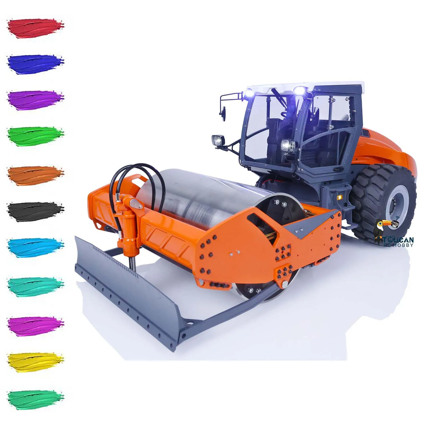 Toys LESU 1/14 Metal RC Hydraulic Road Roller Aoue-H13i TOUCAN Painted Orange Finished Remote Control Truck Model THZH1563 2