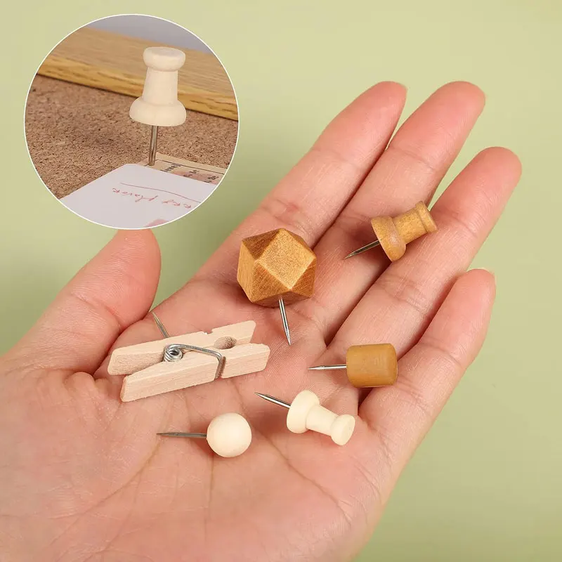 20-50Pcs 나무 푸시 핀 장식 엄지 압정 나무 머리 핀 나무지도 압정 코르크 보드에 대 한 마킹 핀 게시판 DIY 공예 프로젝트