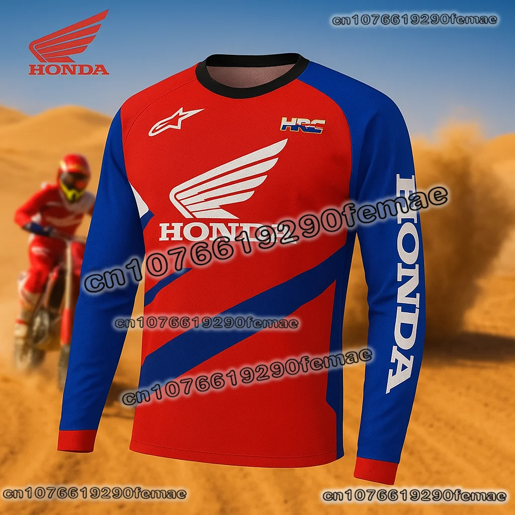혼다 오토바이 남성용 긴팔 라이딩 저지, 속건 통기성 편안한 기어, 먼지 자전거 경주 및 일상복