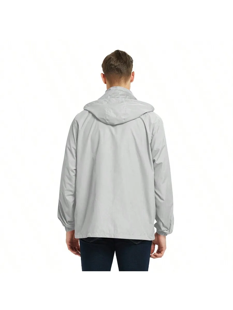 Mens Lightweight Windbreaker Waterproof Rain Jacket Hooded Windbreaker Jacket With Zipper Closure Suitable For Outdoor Play