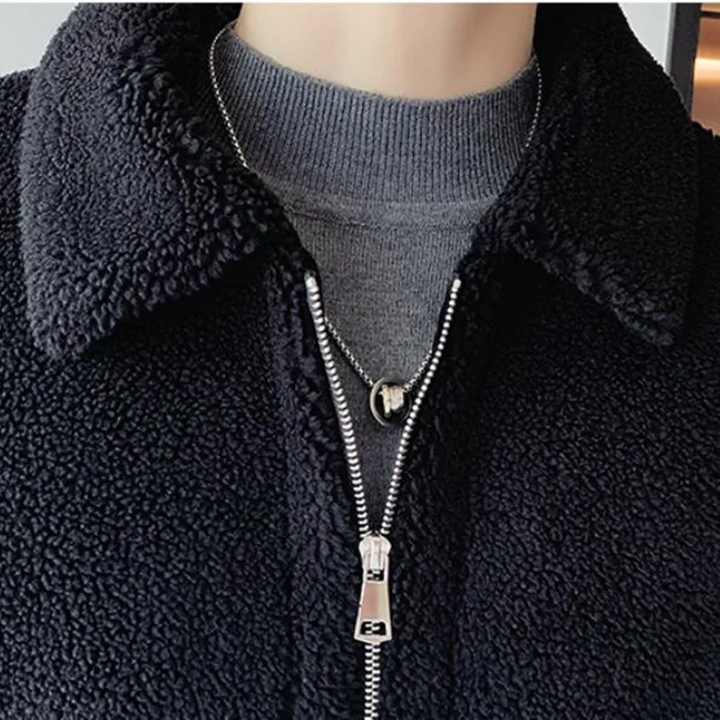 2022 New Granular Fleece Fur Integrated Short Jacket Slim Leisure Jackets/Male Winter To Keep Warm Woolen cloth Coat Clothing