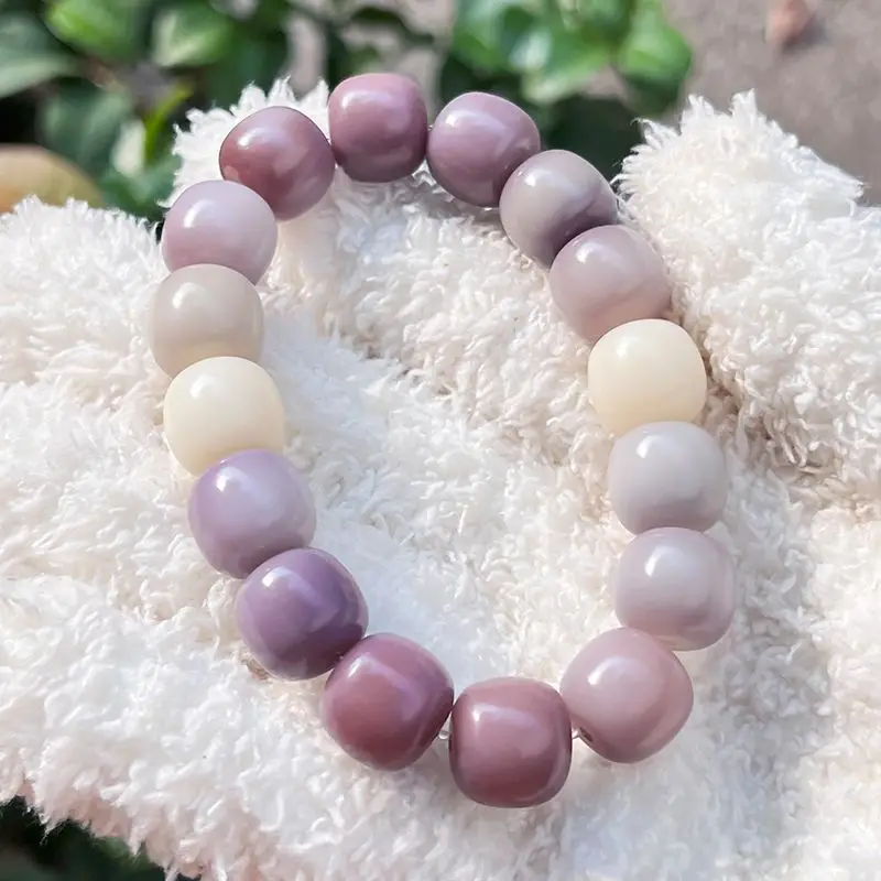 Beautiful Sweet Potato Purple Berry Milkshake Natural Bodhi Root Bracelet Student Girl Buddha Beads Plate Play HandString Chain