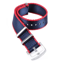 Premium High-Density Nylon Waterproof Watchband Strap, Sweat-Proof Bracelet, 20mm 22mm - 22mm (BlueRed)