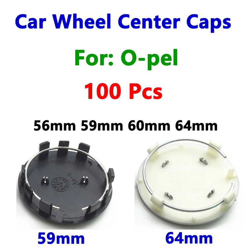 100pcs 3D 56mm 59mm 60mm 64mm For Opel Car Emblem Wheel Hub Center Cap Badge Covers Sticker Decal Styling Auto Accessories