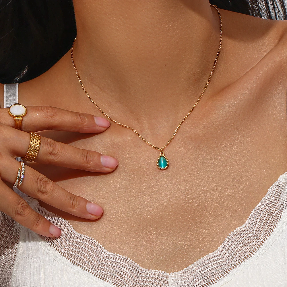 Adjustable Circle Heart Sun Waterdrop Natural Opal Stone Rings For Woman  Stainless Steel PVD Plating Waterproof Gemstone Ring