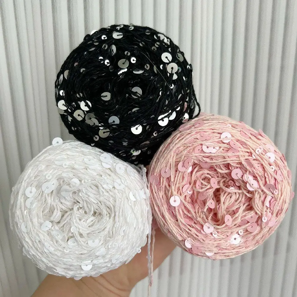 Cotton Sequins Yarn 50G/Ball*2balls=100grams 6mm+3mm Sequins Hand Knitting Yarn Thread Luxury Glitter Soft Rope DIY Material knitting yarn knitting wool yarn crochet yarn cotton yarn cotton knitting yarn cotton wool yarn