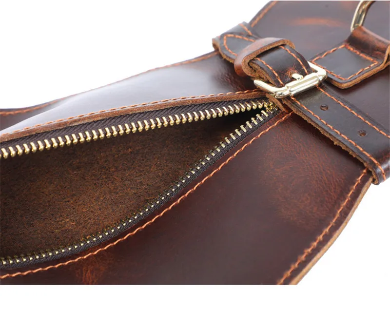 Vintage crazy horse cowhide men women cute cat shape chest bag fashion natural real leather designer shoulder crossbody bag