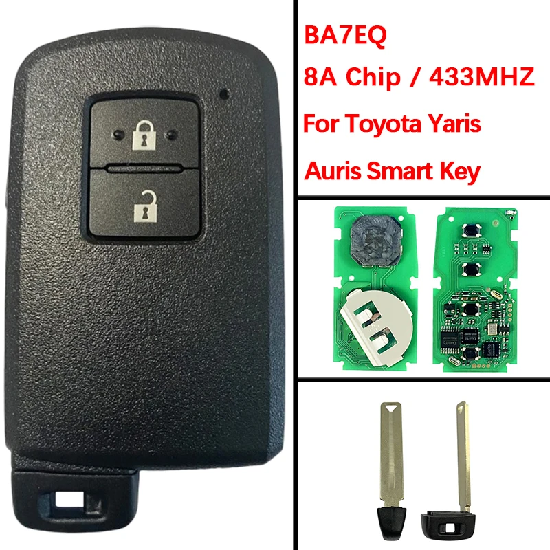 Toyota Yaris Smart Key 2008+ Fob 2 Buttons 8A Chip 434MHz BA7EQ 89904-0D130 1