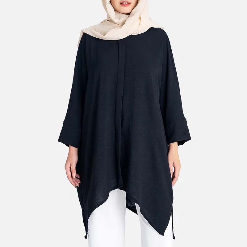 Women's blouse for spring and summer, long irregular blouses in plus sizes, Islamic women's clothing, Islamic dress.