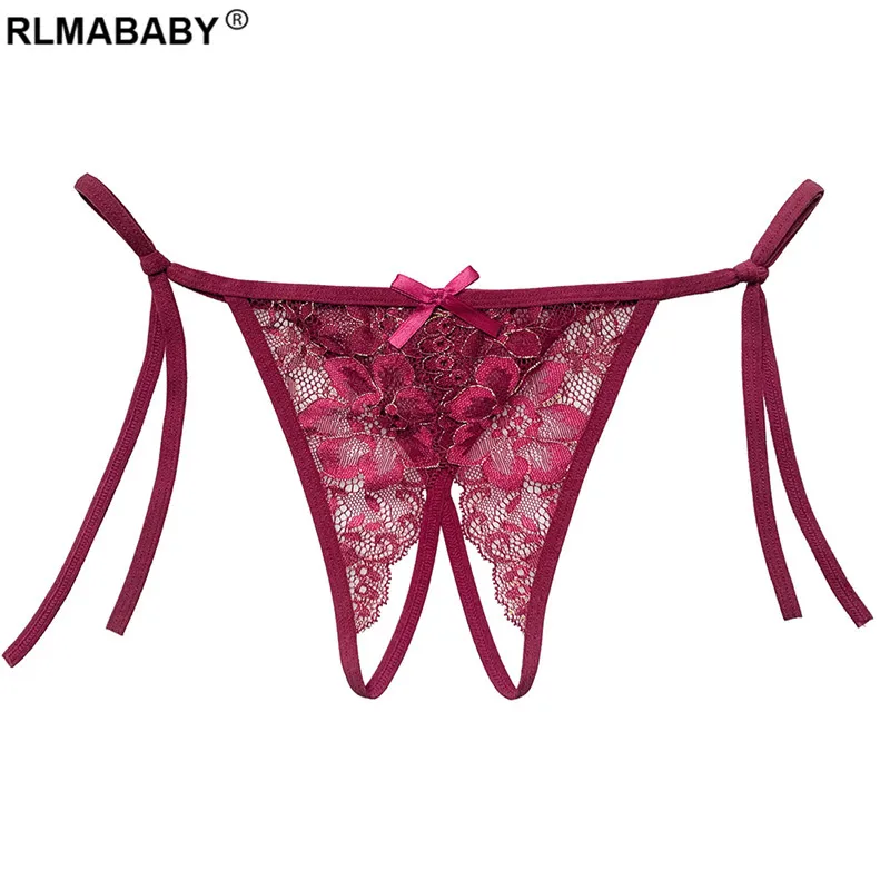 Sexy Women Temptation Bandage Underwear Thong Fashion Hot Lace Embroidery Floral Panties See Through Lingerie G-String Briefs · v2