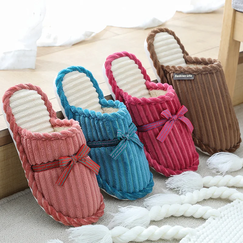 

Men's and Women's New Slippers Cotton Slippers Winter Couples Home Non-slip Warm Floor Drag Corduroy Slippers