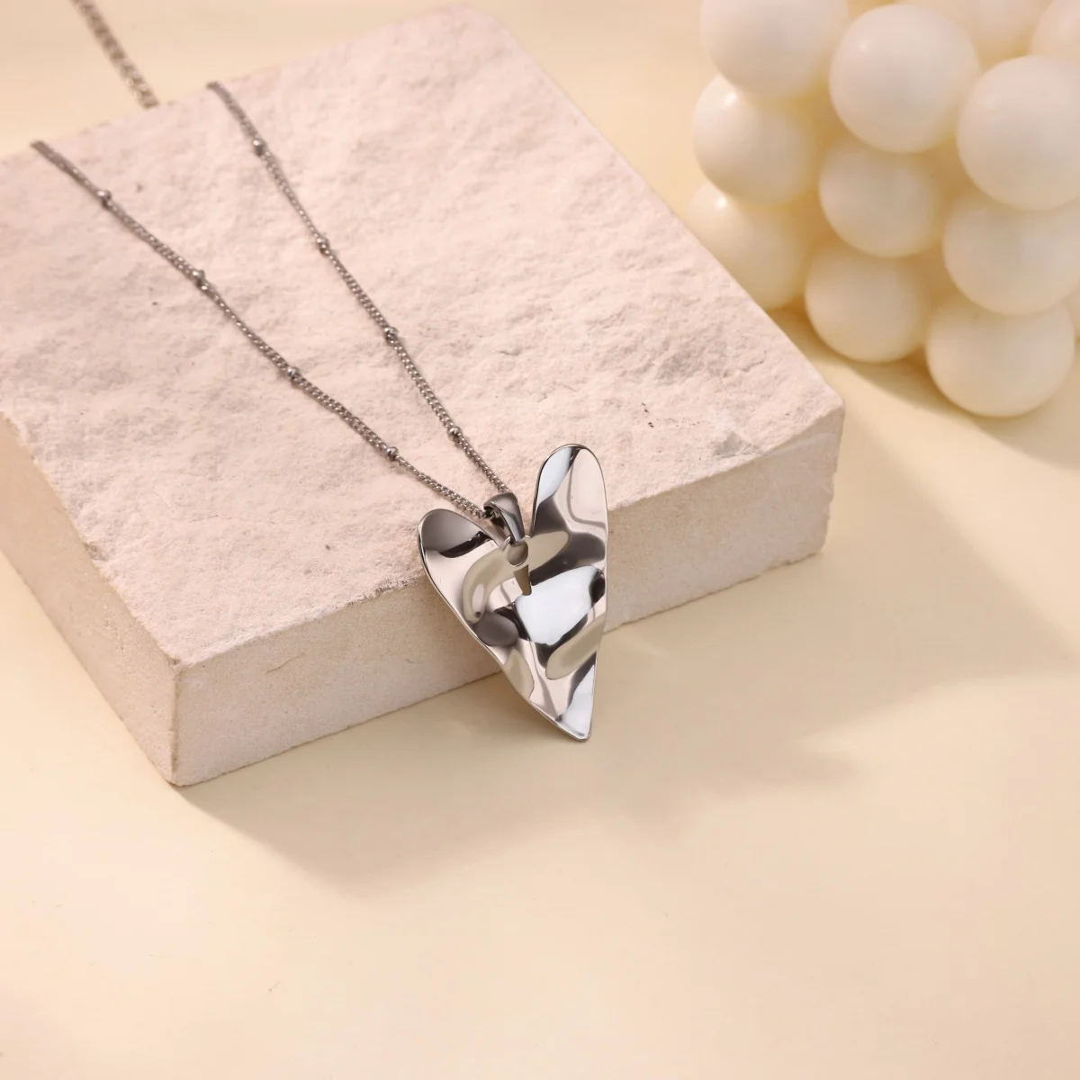 316L Stainless Steel Heart Necklace For Women Gold Plated Irregular Pendant
