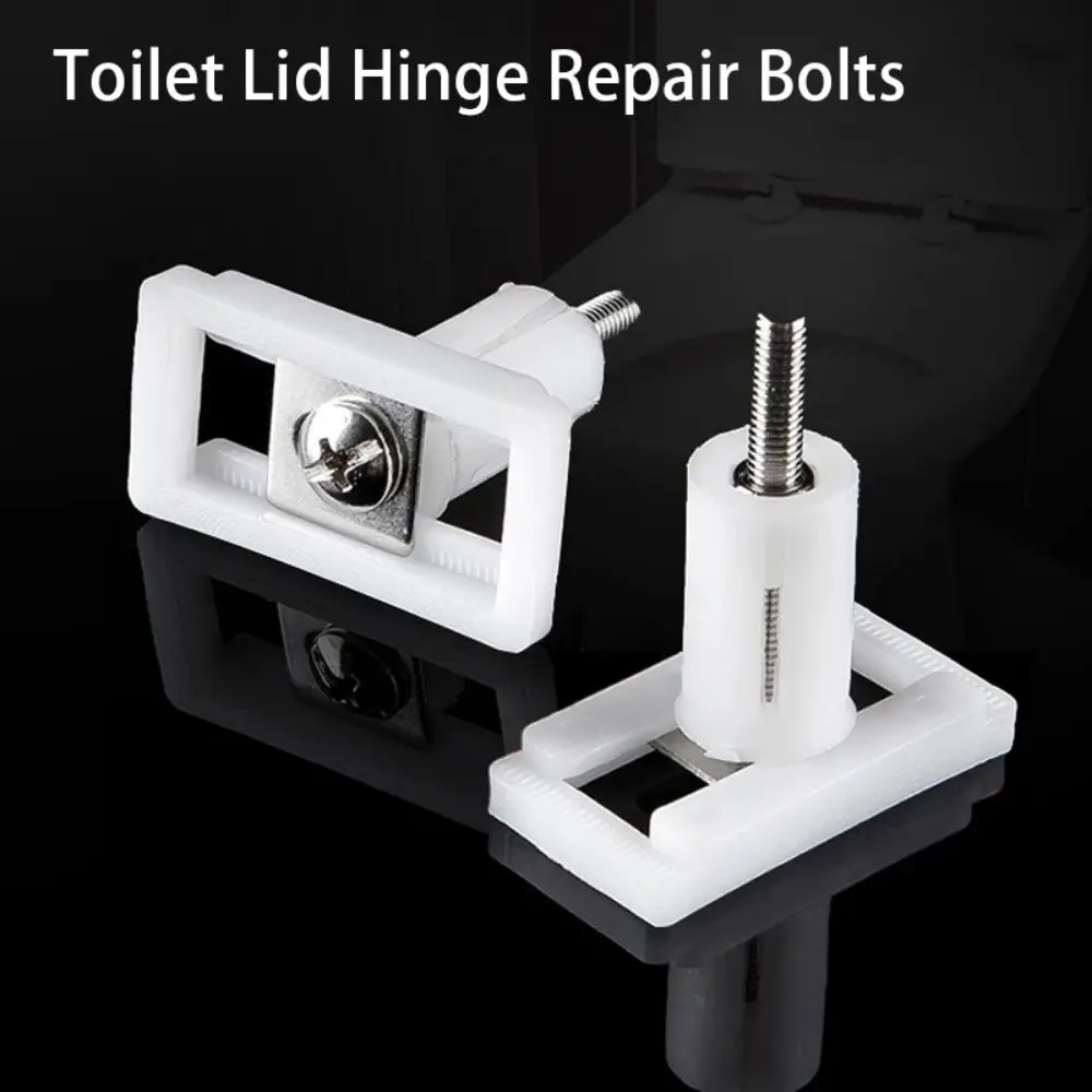 Description Picture 2 of item1Pair Seat Cover Plate Replacement Toilet Seat Repair Screws Bathroom Accessories Universal Lid Hinge Repair Bolts Plastic