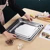Stainless Steel Square Storage Tray Steaming Shallow Plates Dumplings Baking Dishes Kitchen Organizer 6