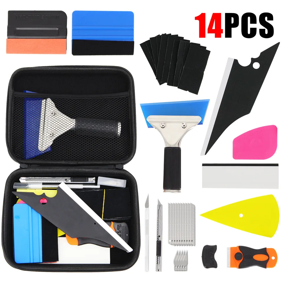 9/14pcs Car Tools Vinyl Wrap Film Sticker Wrapping Auto Window Foil Squeegee  Razor Scraper Cutter Aid Tinting With Storage Box - AliExpress