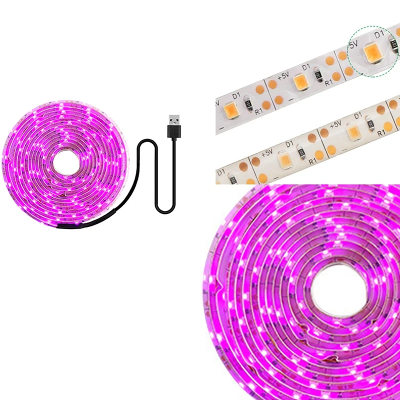 

LED Grow Light Full Spectrum 5V USB Grow Light Strip 2835 LED Phyto Lamps For Plants Greenhouse Hydroponic Growing