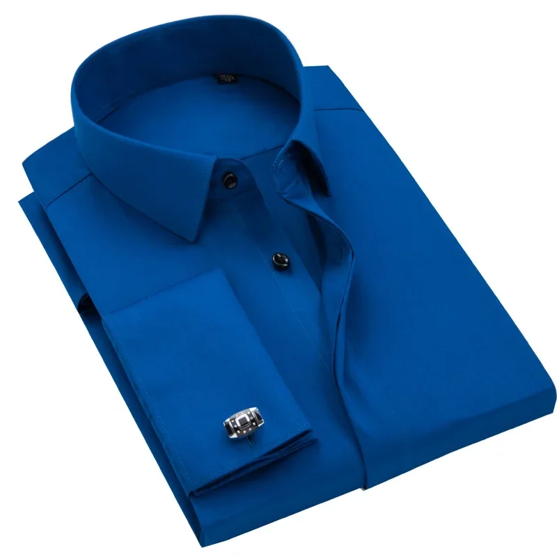 French Cufflinks Formal Classic Design Bamboo-fiber Men's Dress Shirts Long Sleeve Easy-care Shirt dress shirts