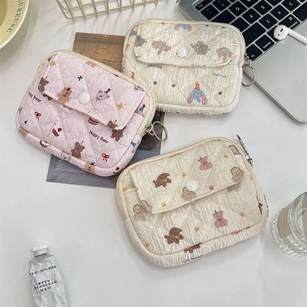Gifts Portable Cartoon Floral Coin Purse Multifunctional Quilted ID Holder Card Bags Key Coin Purse Cute Quilted Storage Bag
