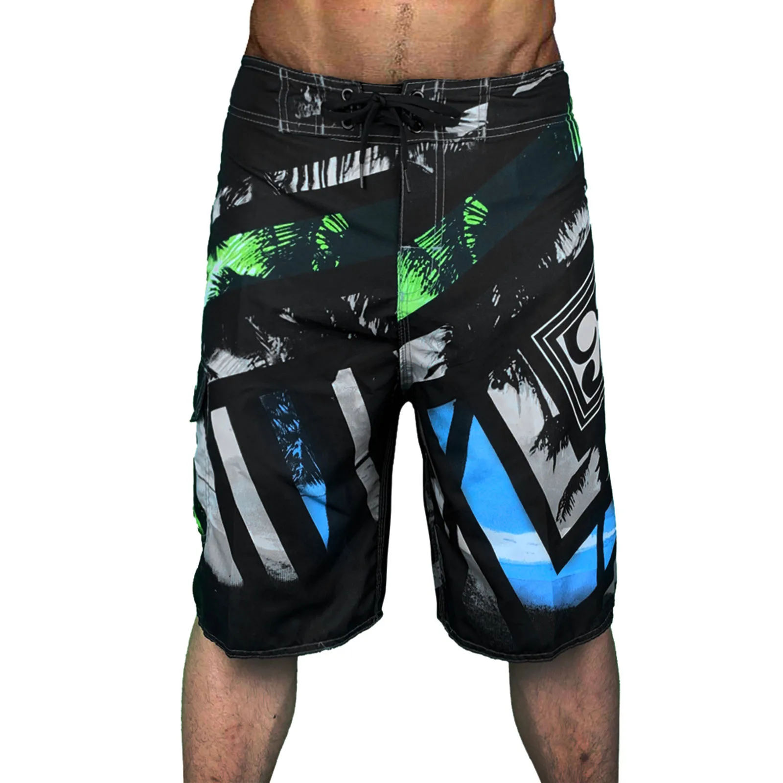 

Men's Geometry Print Fitness Sports Shorts Plus Size Quick Drying Beach Surf Short Pants Summer Joggers Running Short Trousers