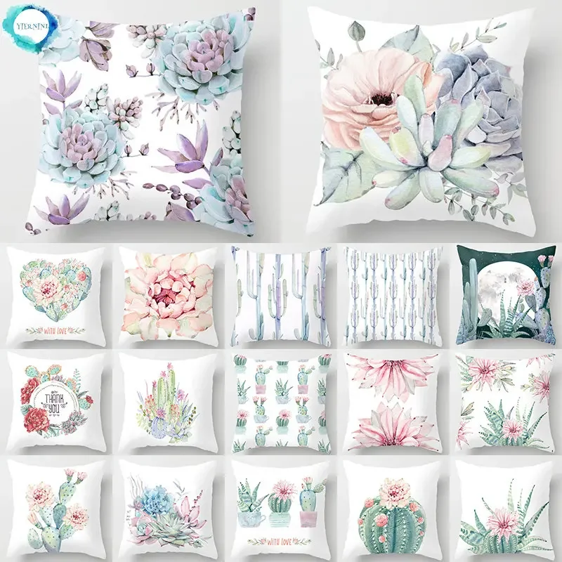 

Cactus Plants Pattern Decorative Cushions Pillowcase Polyester Cushion Cover Throw Pillow Sofa Decoration Pillowcover