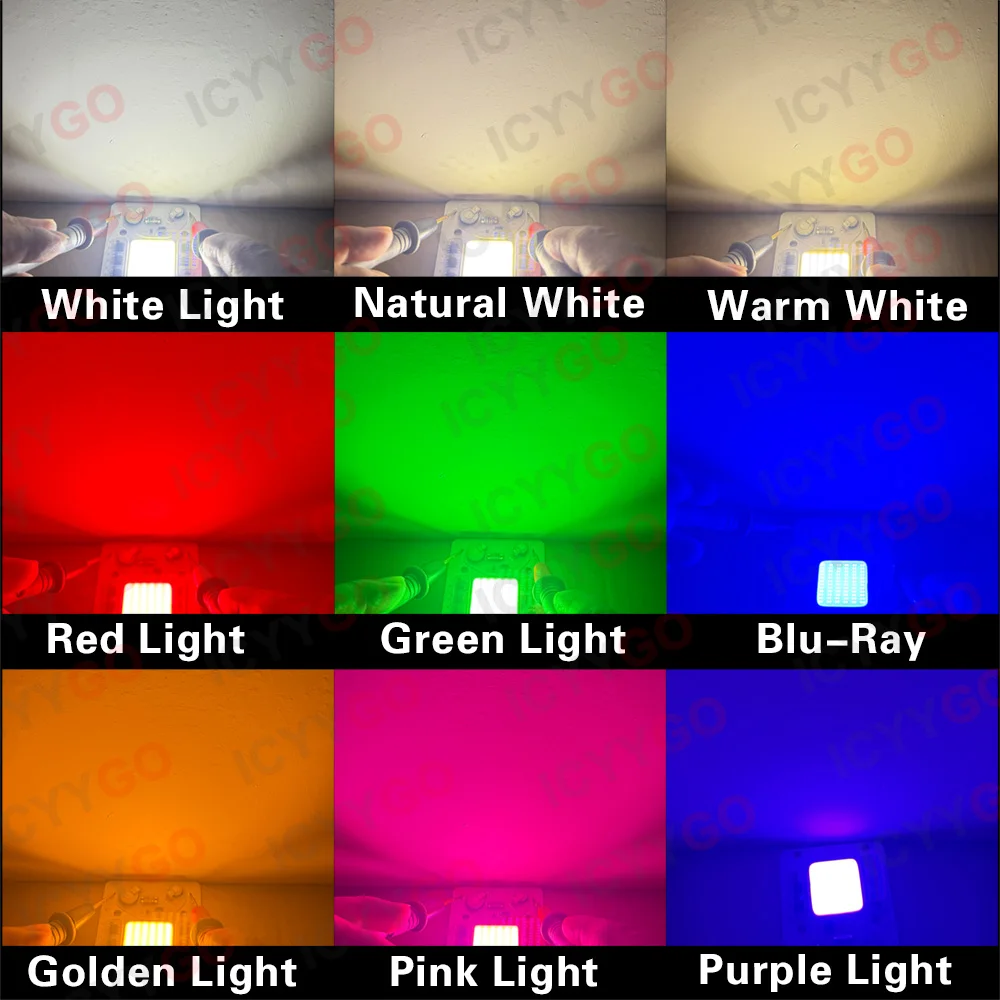 50 ワット COB AC220V スマ?ト IC ドライバ不要光源 DIY 投光器 LED チップ白赤紫 LED 電球スポットライト屋外照明