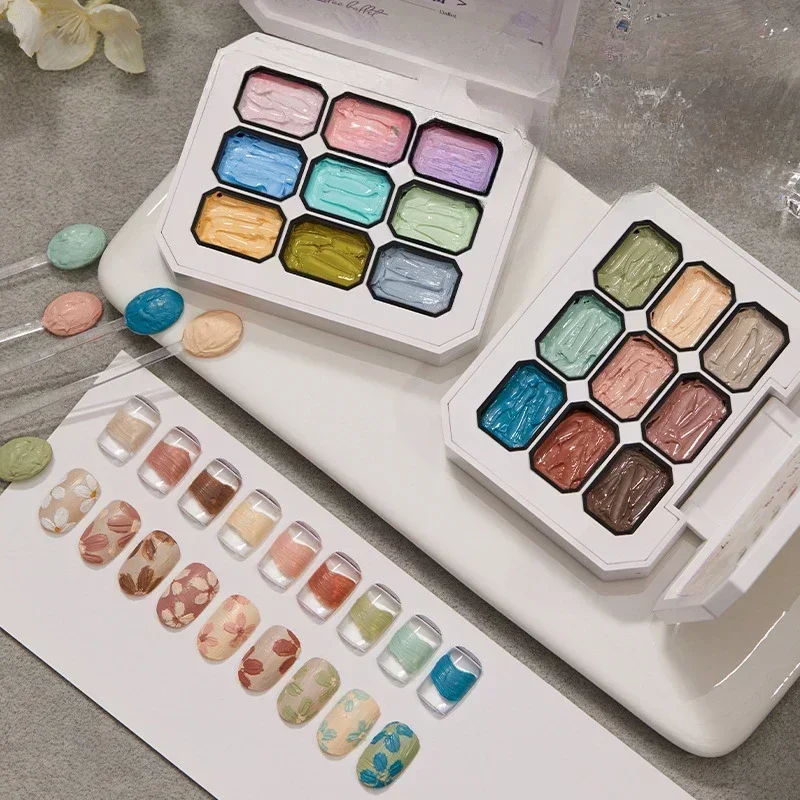 9Colors 3D Sculpture Oil Paintting Soak Off Gel Nail Modeling Gel Carving Nail Acrylic Soild Creative Art DIY