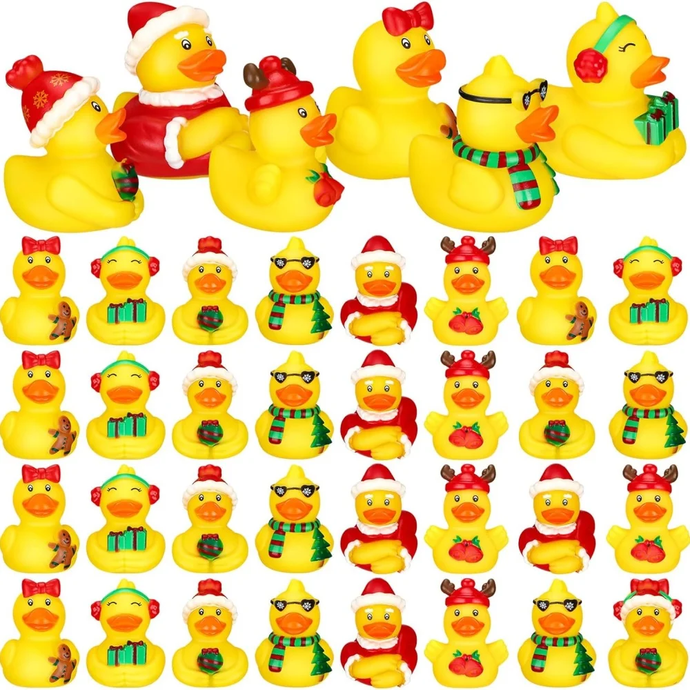 6-24pcs Christmas Rubber Ducks 2.5 Inch Assorted Rubber Ducks with Various Christmas Characters Novelty Rubber Duck Toys 5