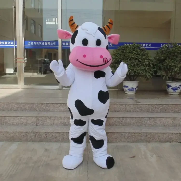 Disfraz de mascota de vaca lechera, personaje de dibujos animados, vaca lechera, ceremonia publicitaria, fiesta de disfraces, animal de carnaval, accesorio para actuación
