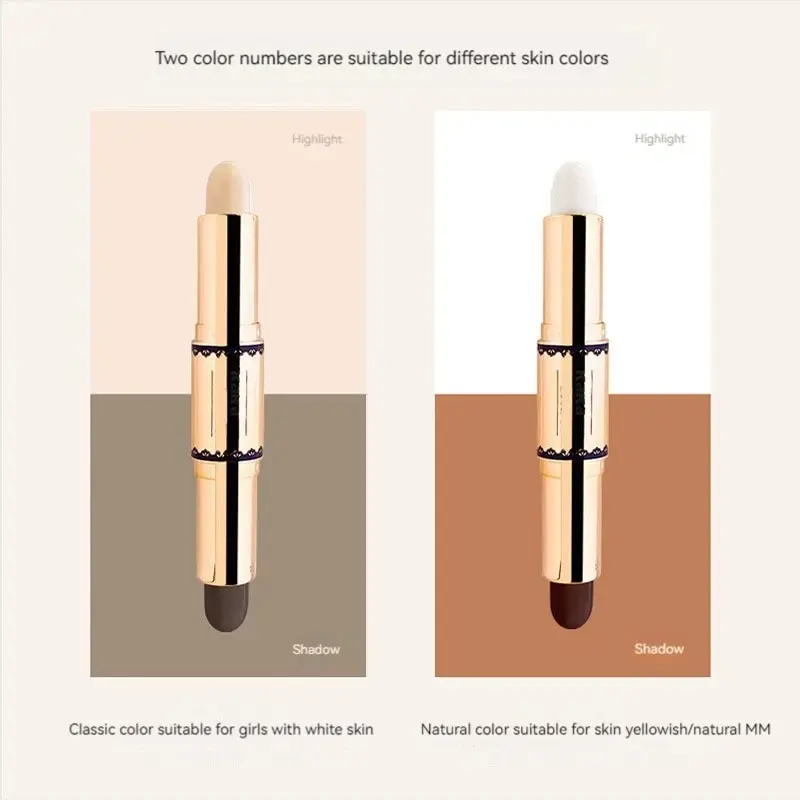 Double Color Contouring Stick Highlight Makeup Waterproof Repair Foundation Cosmetics Contour Makeup Concealer Stick Pencil face highlighter,facial contour stick