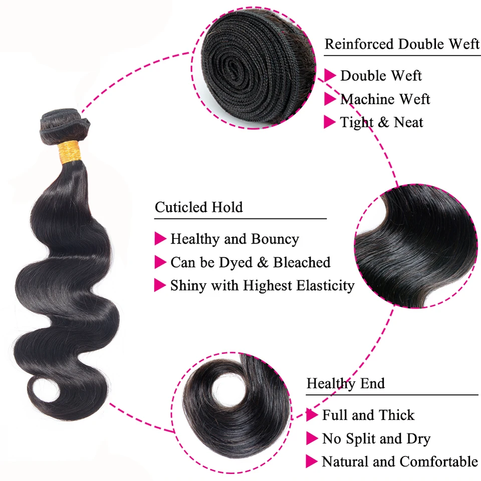 Lulalatoo Body Wave Human Hair Bundles 8-36 Inch Double Weft Brazilian Hair Weave Bundles Natural Remy Extensions