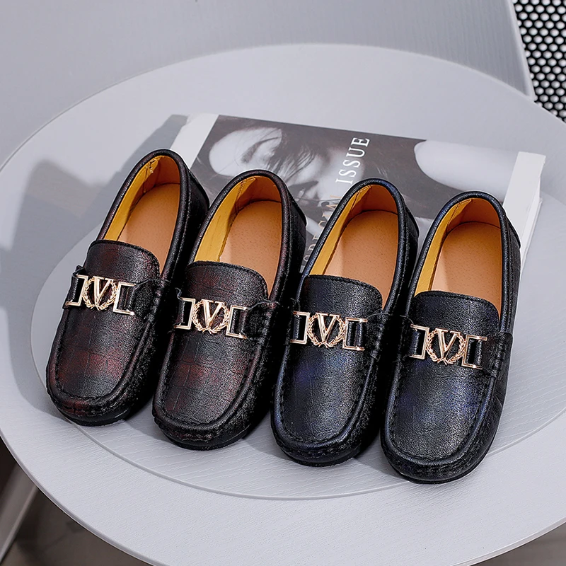 Designer Luxury Genuine Leather Kids Loafers for Boys Girls Shoes Moccasins Baby Children Flats Casual Girl Boy Children's Shoes Leather Shoes Girls Flats