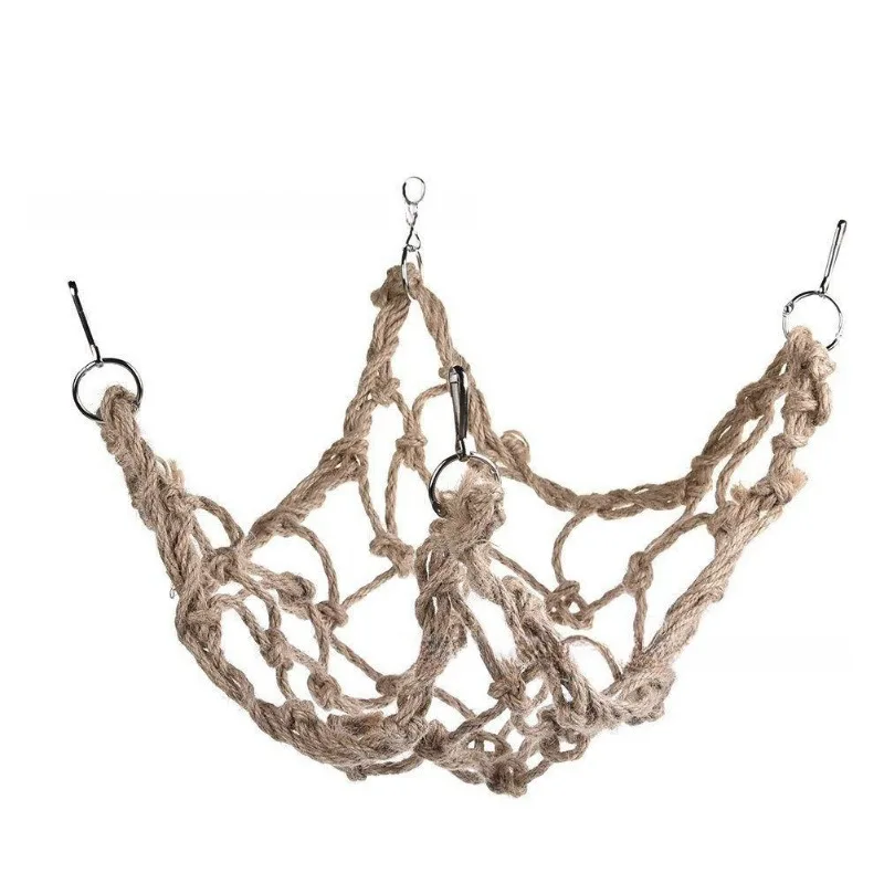 Parrot Climbing Net – 40×40cm Bird Rope Net Toy with Hooks for Swing, Chew & Play 4